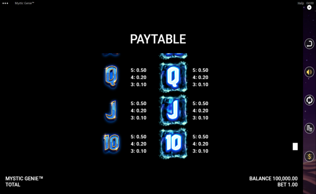 mystic genie symbol paytable 3