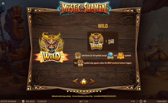 mystic shaman paytable 1