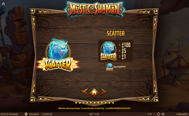mystic shaman paytable 2