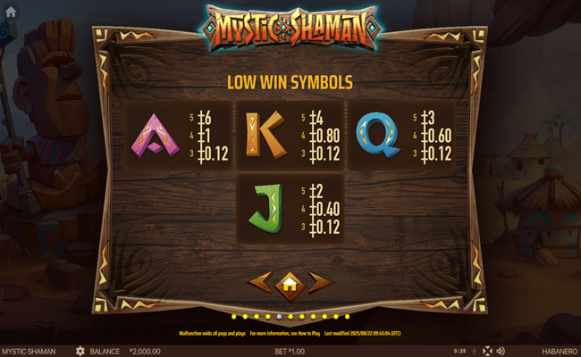 mystic shaman paytable 4