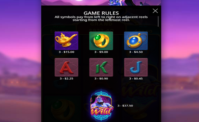 mystic wishes paytable 1