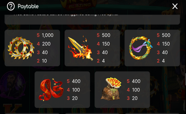 ne zha blazing paytable 1