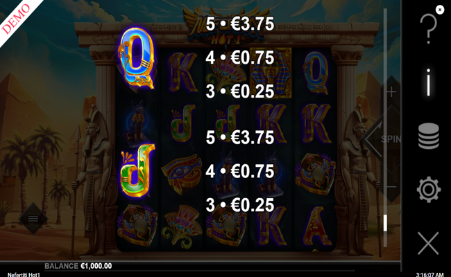 nefertiti hot 1 paytable 5