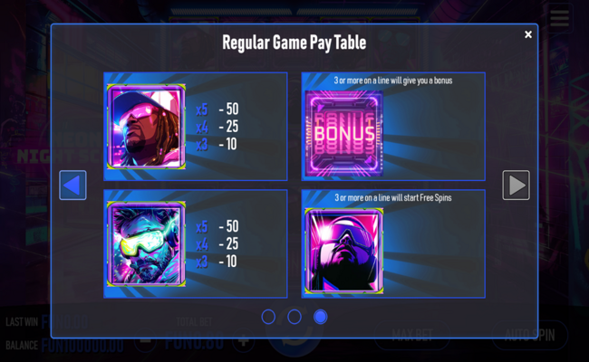 neon night scape paytable 3