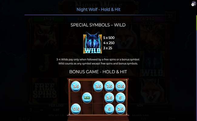 night wolf hold and hit paytable 1