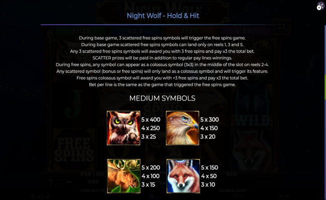 night wolf hold and hit paytable 2
