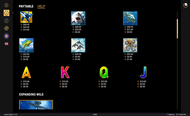 ocean kings paytable 2