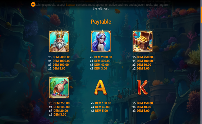 ocean legacy paytable 1