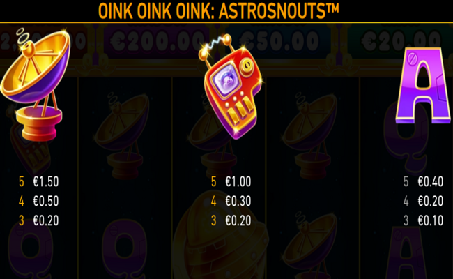 oink oink oink astrosnouts paytable 2