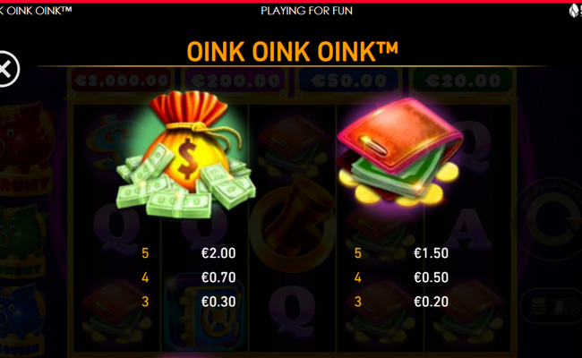 oink oink oink paytable 2