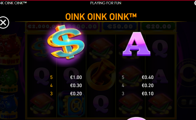 oink oink oink paytable 3