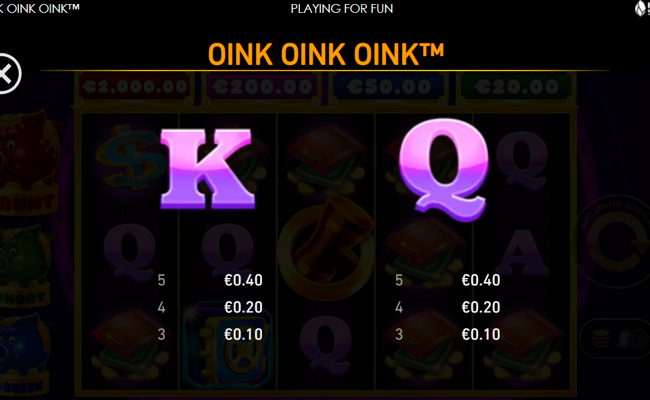 oink oink oink paytable 4