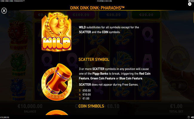 oink oink oink pharaohs paytable 1