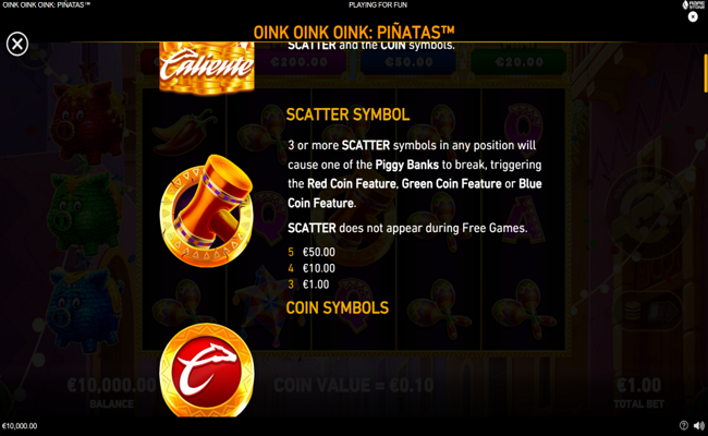 oink oink oink pinatas paytable 1