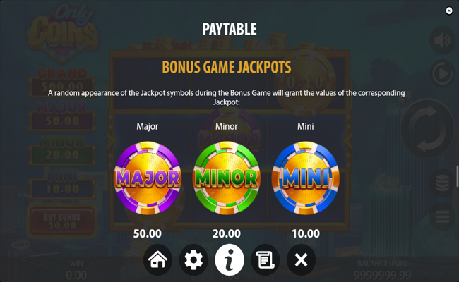 only coins paytable 5