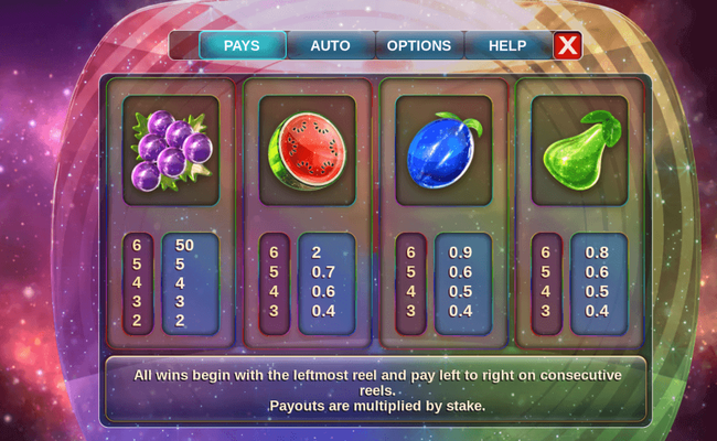 opal fruits paytable 1