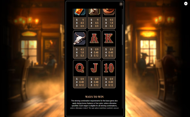 outlaw trails paytable 1