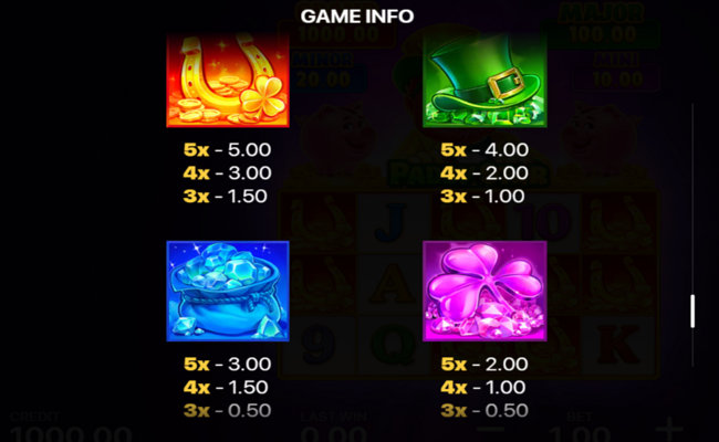 paddy star smash and win paytable 1
