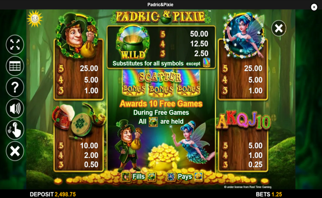 padric and pixie paytable
