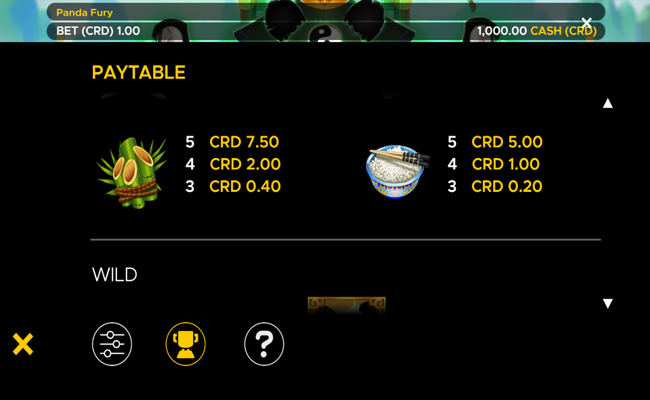 panda fury paytable 33