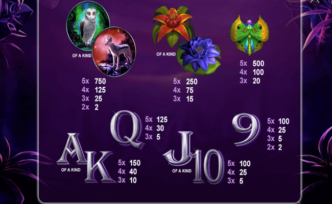 panther moon paytable2