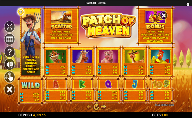 patch of heaven paytable
