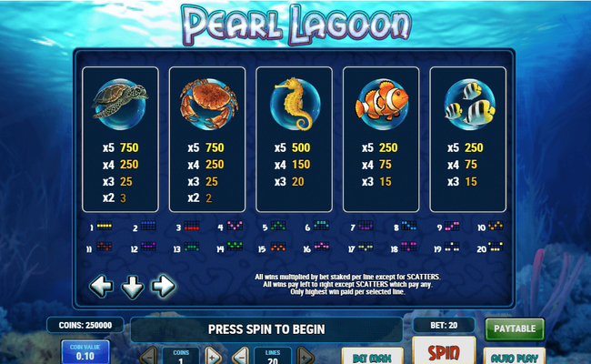 pearl lagoon paytable 1