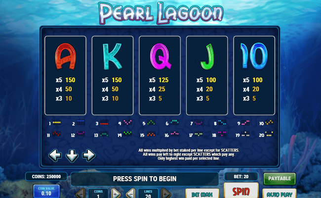 pearl lagoon paytable 2