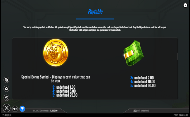 piggy bank cash paytable 3