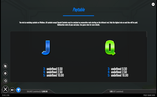piggy bank cash paytable 5