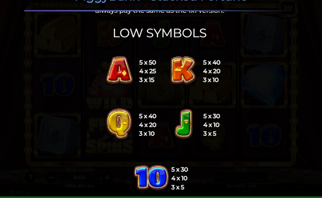 piggy bank stacked fortune paytable 2