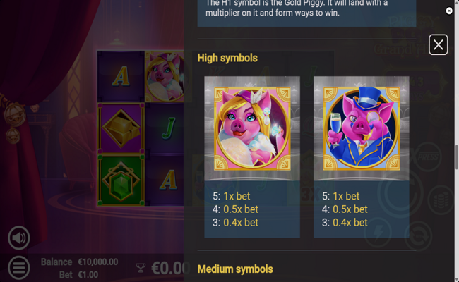 piggypop grand affair paytable 2