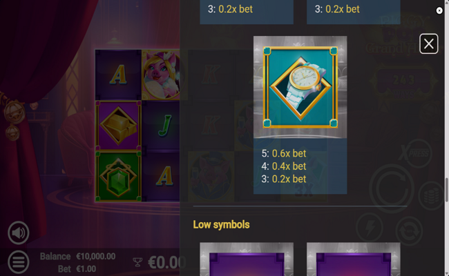 piggypop grand affair paytable 4