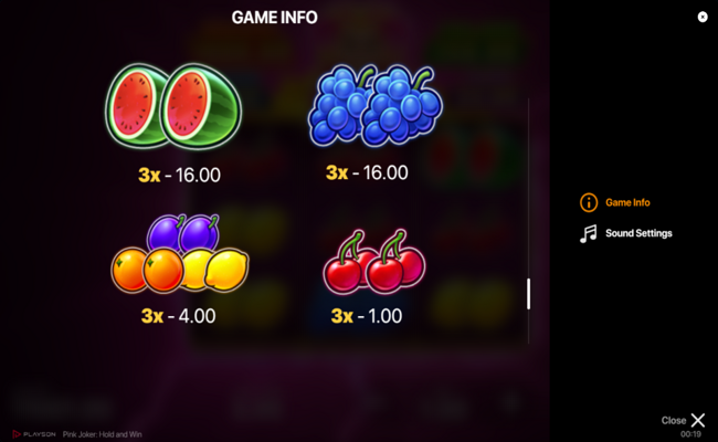 pink joker hold and win paytable 2