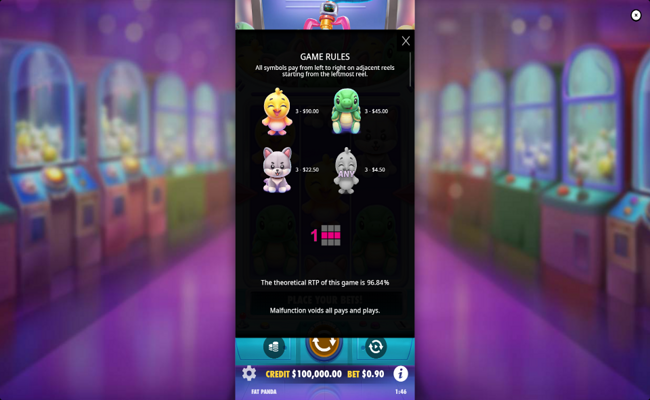 plushie wins paytable