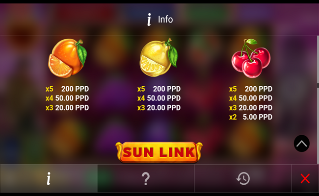 pome race 5 sun link paytable 4