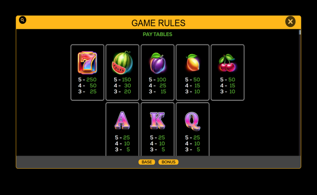 pop and win paytable 1