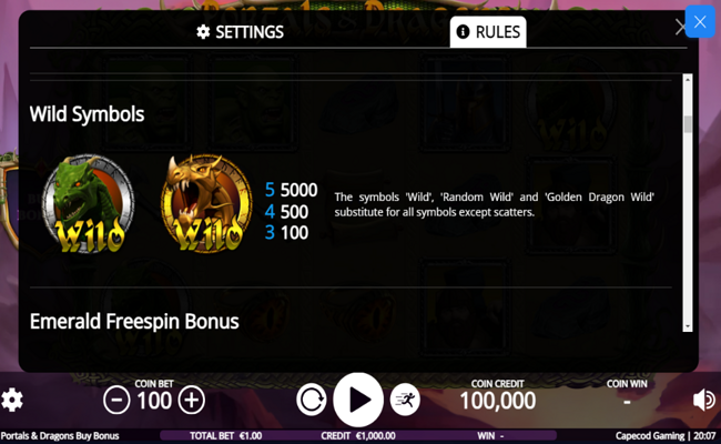 portals and dragons buy bonus paytable 3
