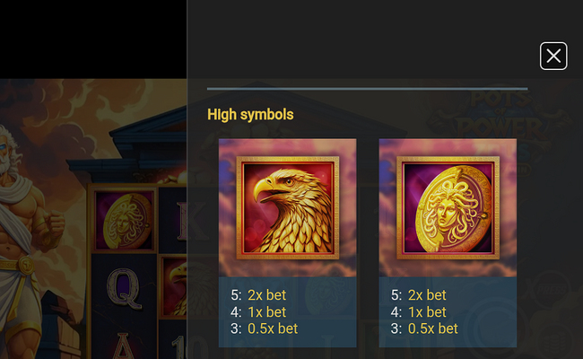 pots of power zeus paytable 1