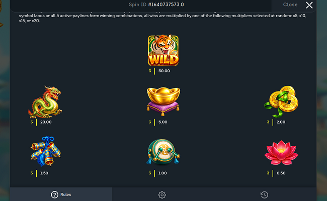 power of tiger paytable