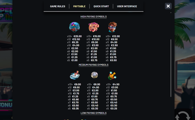 pumped up paytable 1