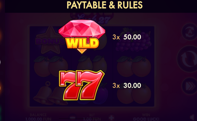 pure luck 27 classic series paytable 1