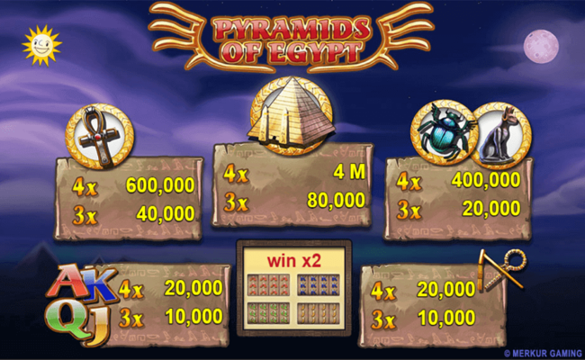 pyramids of egypt paytable