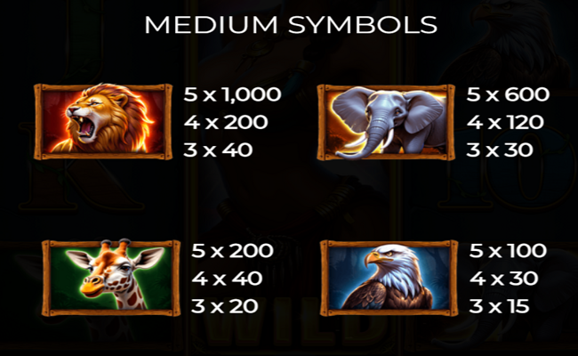 queen of beasts paytable 1