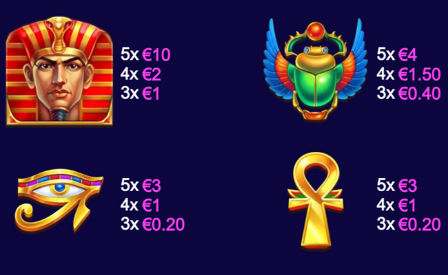 queen of the 3 pyramids cash collect paytable 1