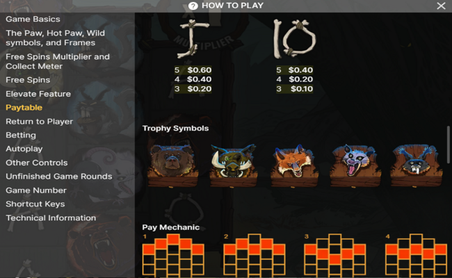 rabid randy dark trails paytable 2