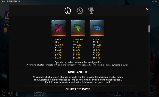 ragnarok 40k paytable 2