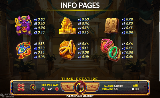 ramesses relics paytable 2