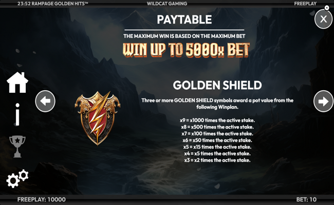 rampage golden hits paytable 3