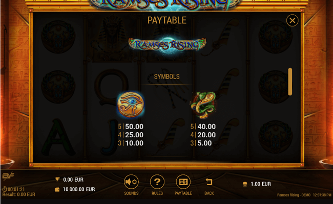 ramses rising paytable1